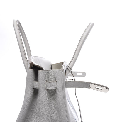 Hermes Taurillon Clemence Lizard Club Birkin 35 Gris Perle White Mykonos 12 of 31