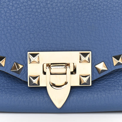 Valentino Garavani Pebbled Calfskin Mini Rockstud Flap Saddle Crossbody Bag Blue 7 of 9
