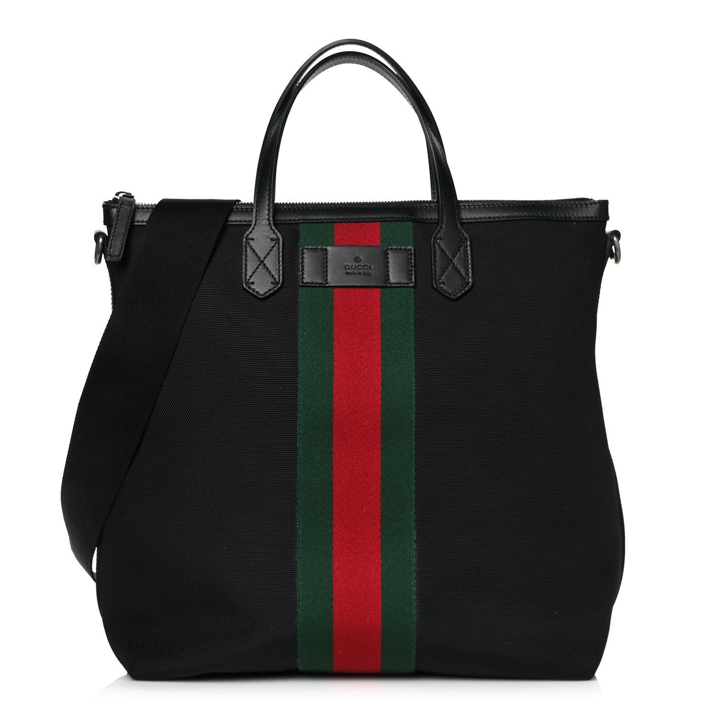 Techno Canvas Web Vertical Tote Black