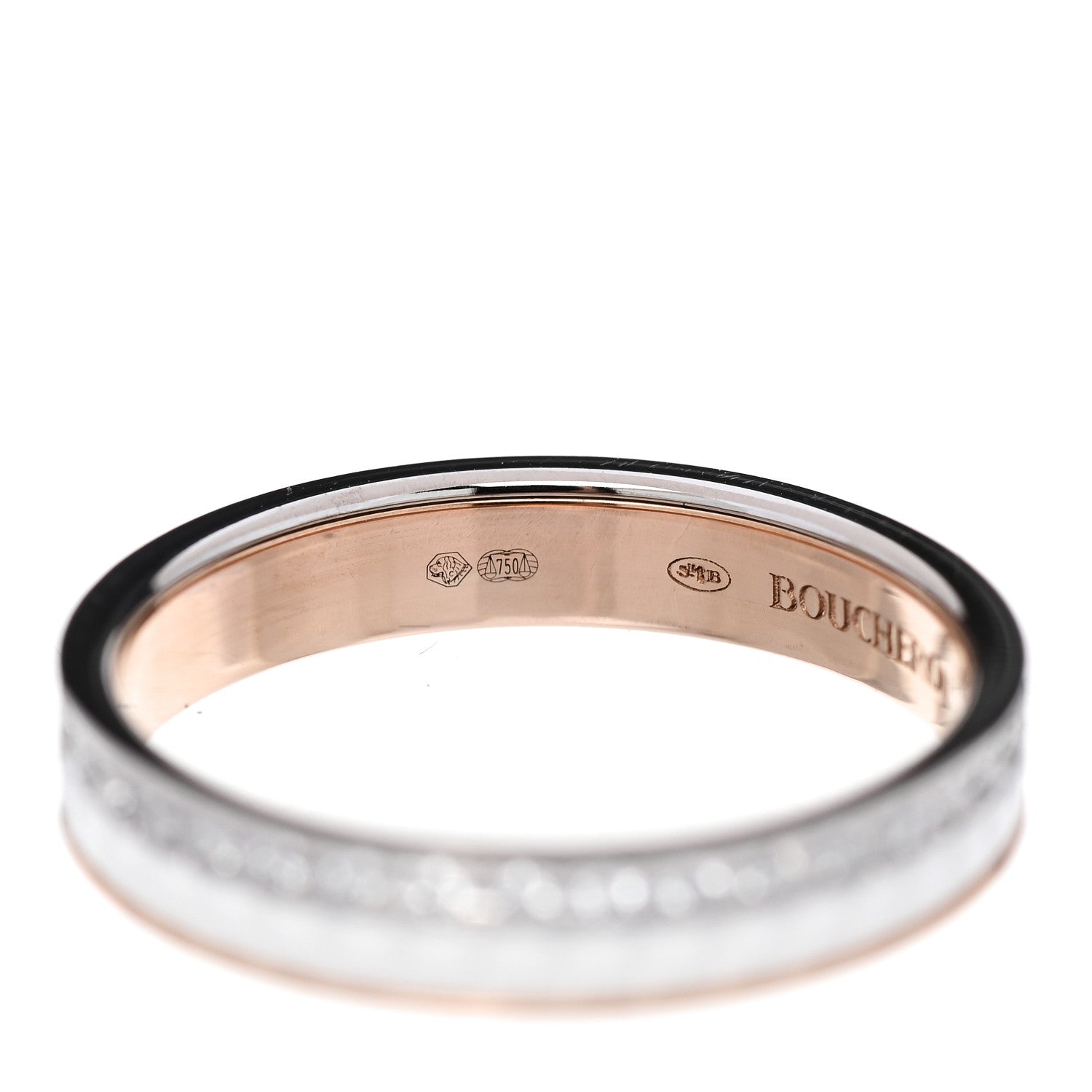 Boucheron 18K Pink White Gold Ceramic Diamond Quatre Classique Wedding Band Ring 56 7.75 4 of 7