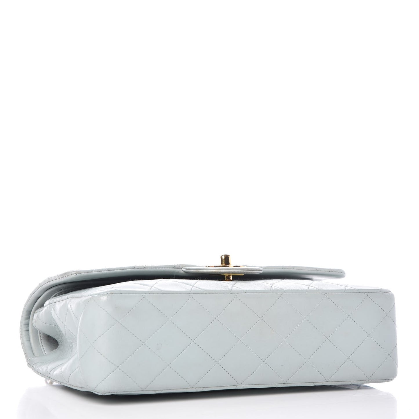 Lambskin Quilted Medium Double Flap Light Blue