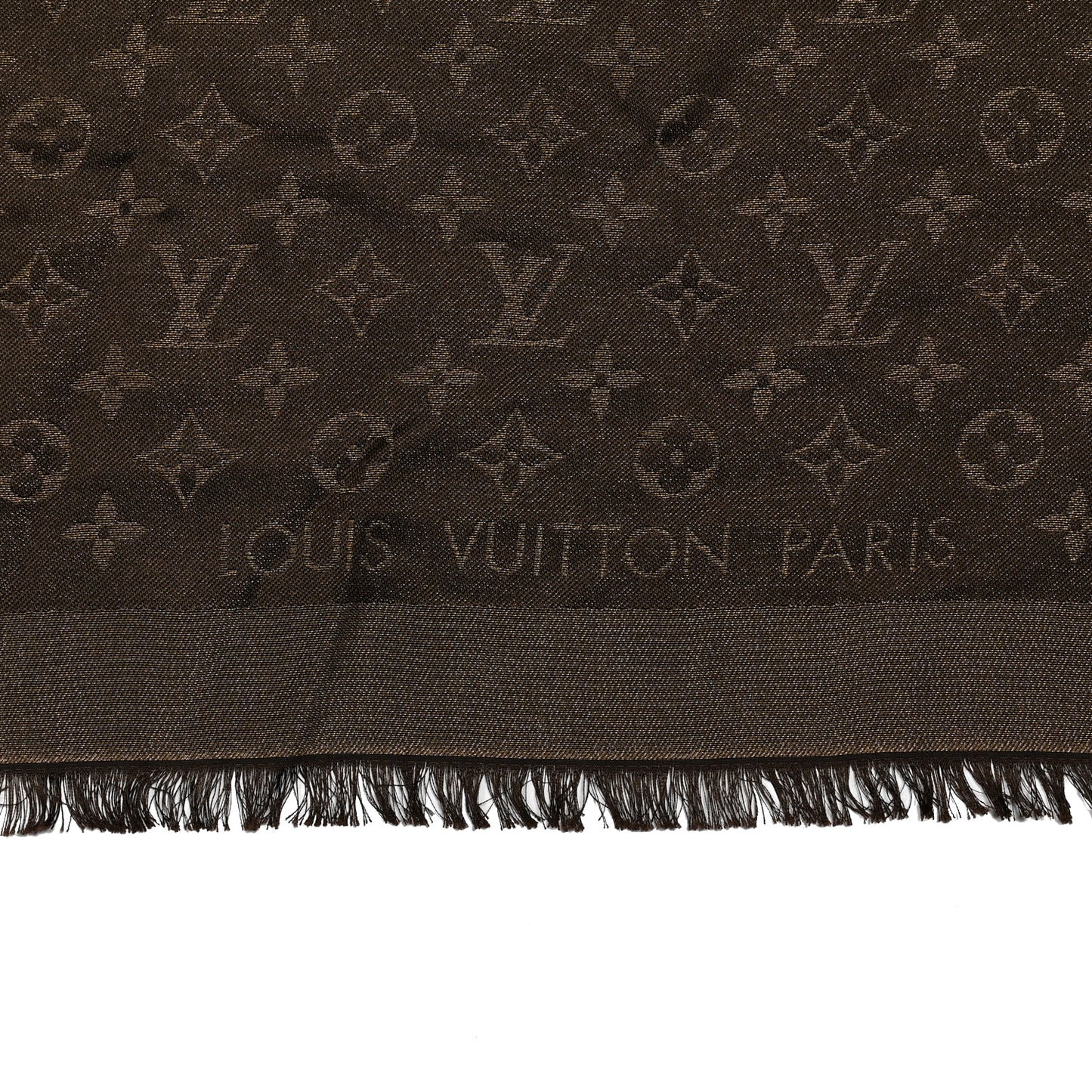 Silk Lurex Wool Monogram Shine Shawl Brown