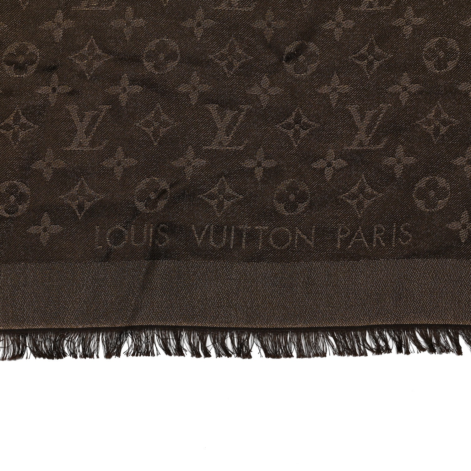 Louis Vuitton Silk Lurex Wool Monogram Shine Shawl Brown 2 of 4