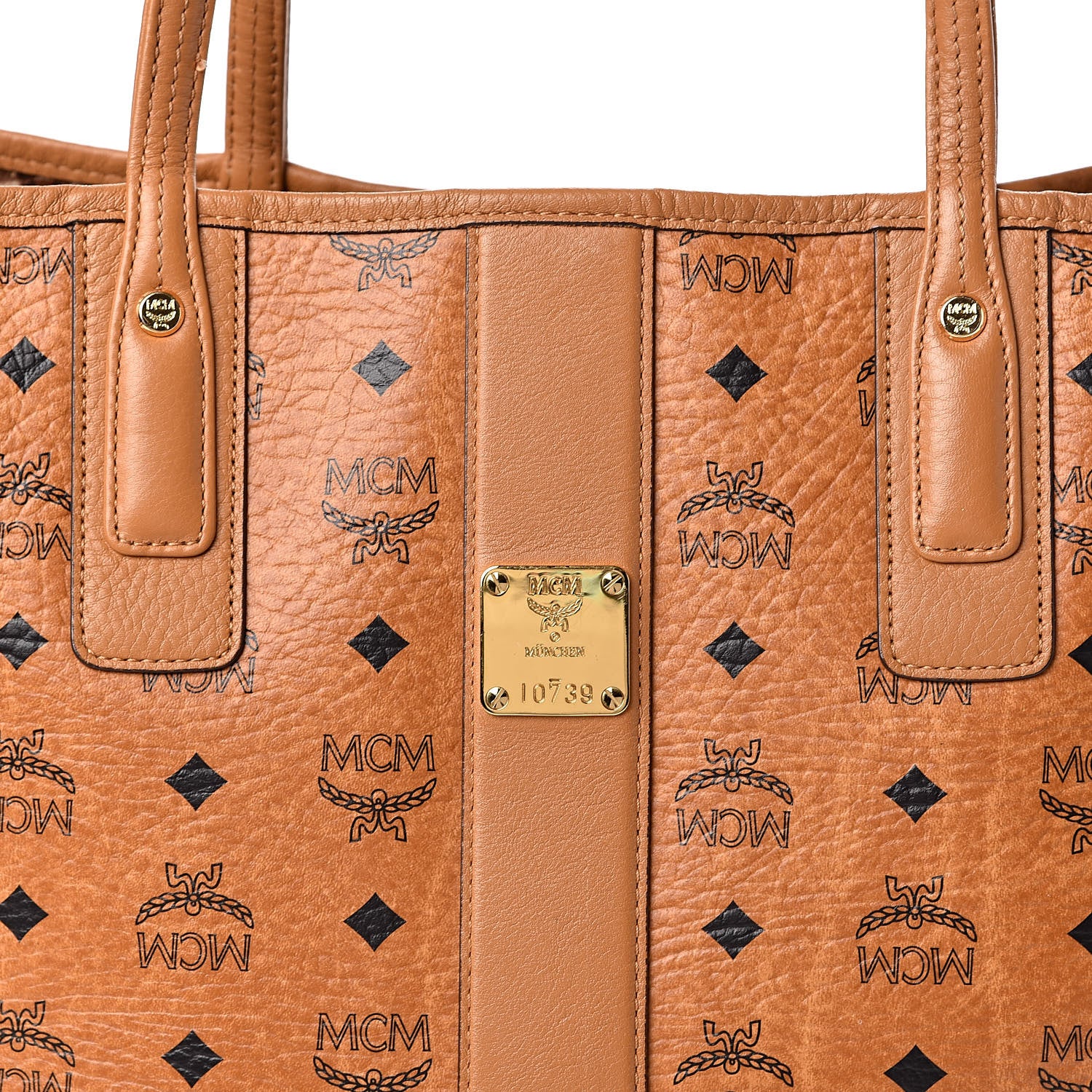 MCM Visetos Medium Liz Reversible Shopper Tote Cognac 17 of 18