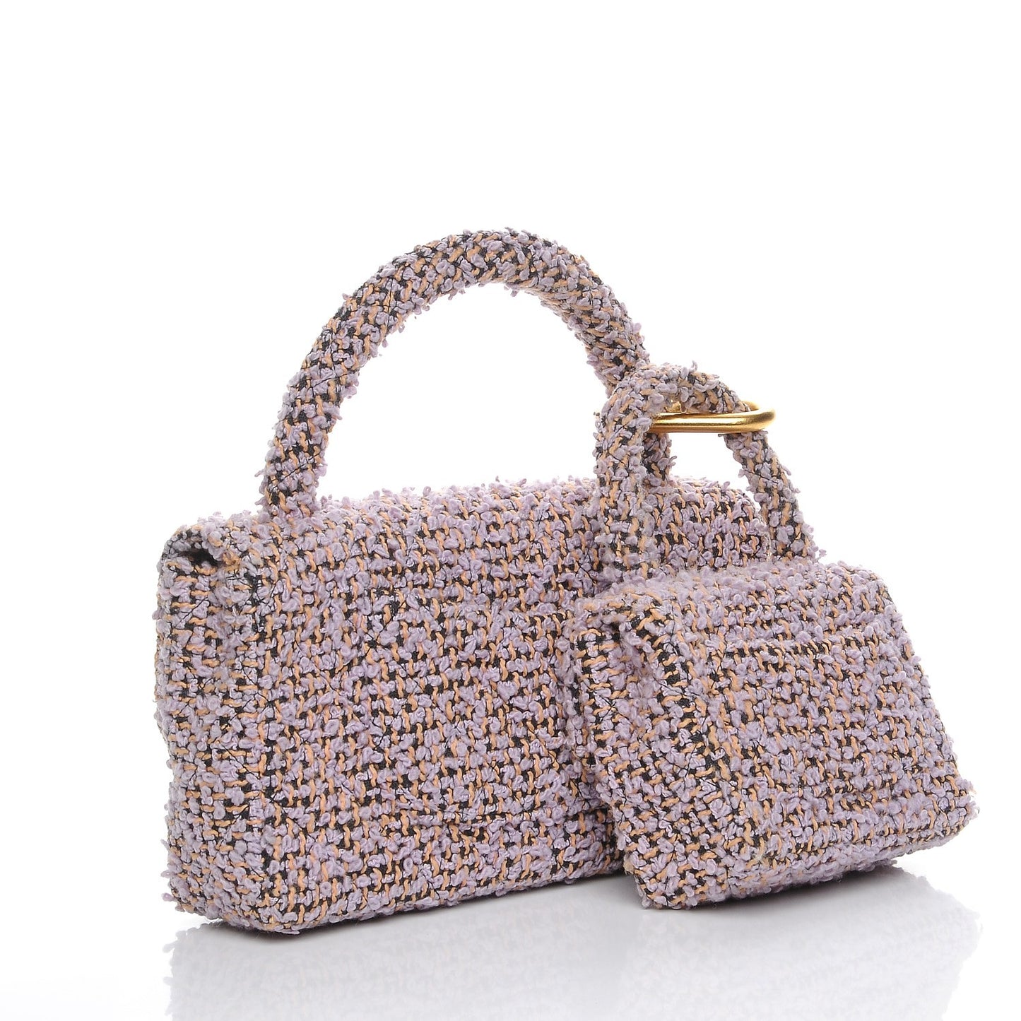 Tweed Kelly Flap Bag Set Pink