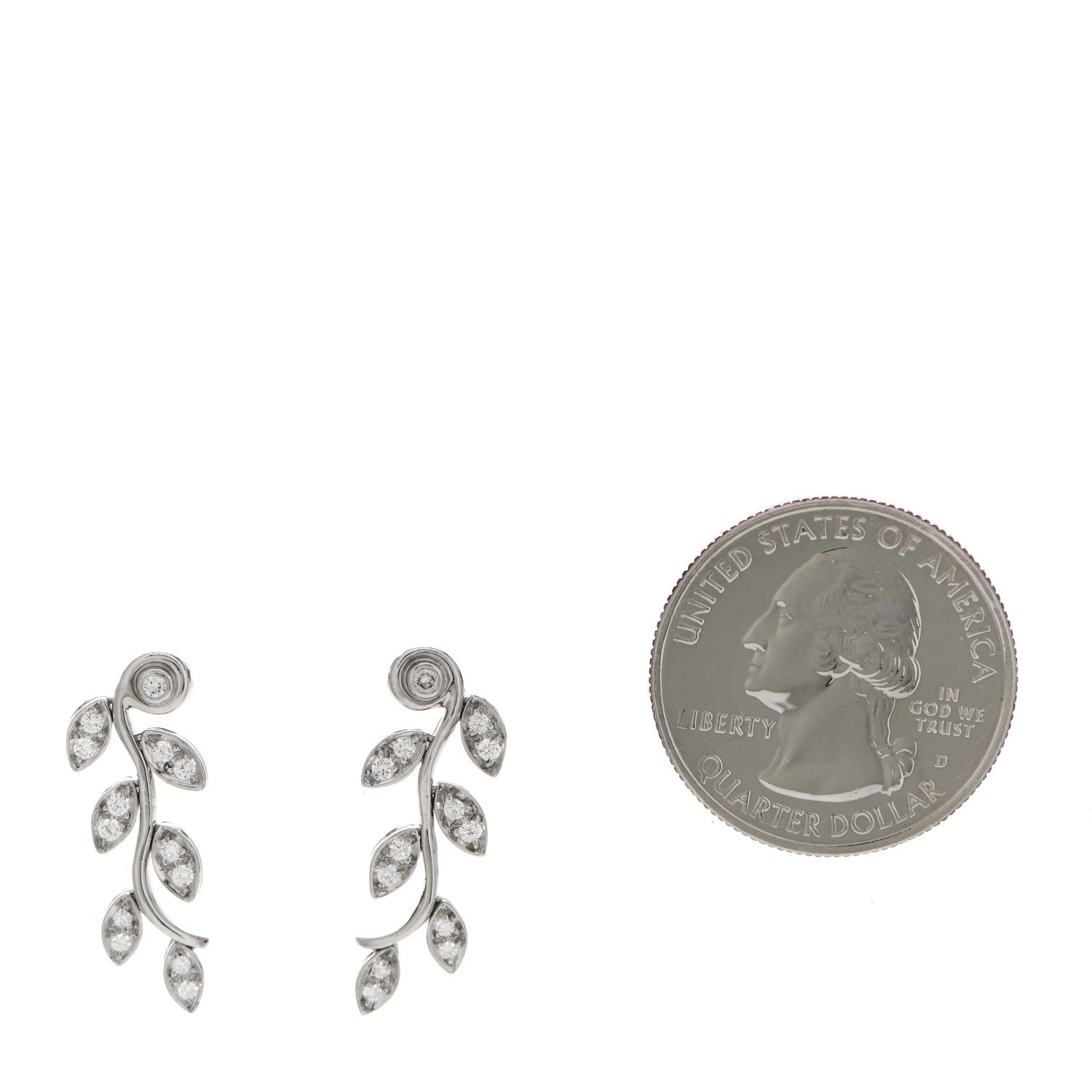 Tiffany Platinum Diamond Garland Leaf Earrings 2 of 5