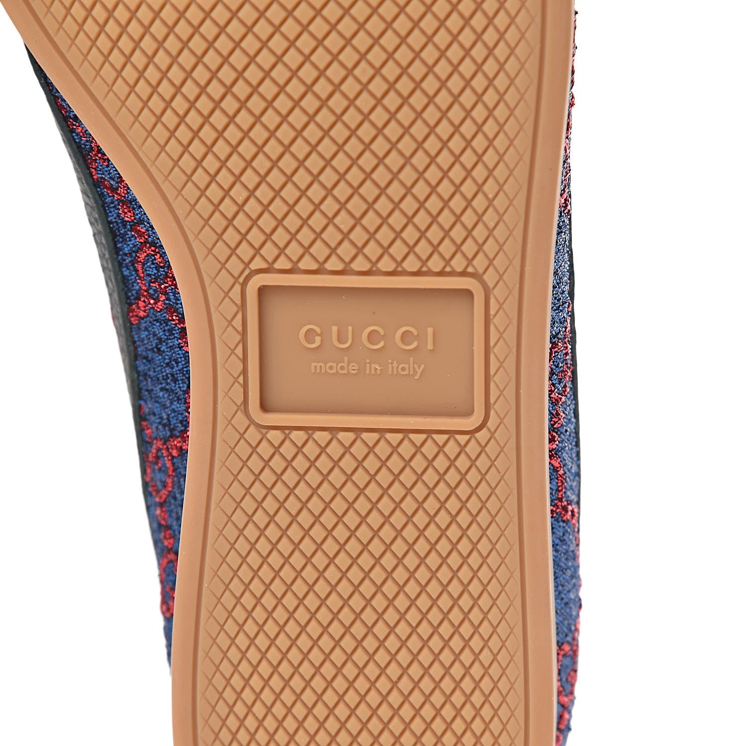 Gucci Lurex Calfskin Web GG Monogram Womens Falacer Sneakers 36.5 Iridescent Blue Iridescent Red Silver 11 of 12