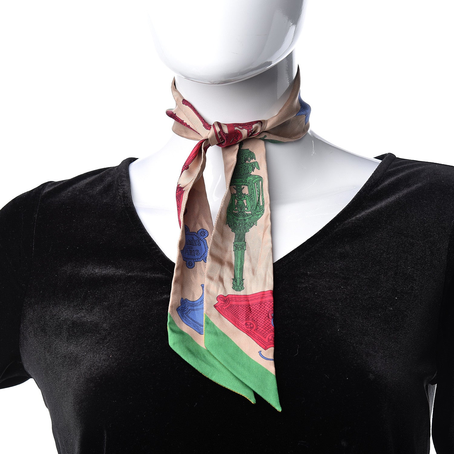 Hermes Silk Merveilleuses Lanternes Twilly Beige Vert Rouge 2 of 5