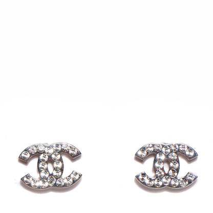 Chanel Crystal Timeless CC Earrings Silver 1 of 5