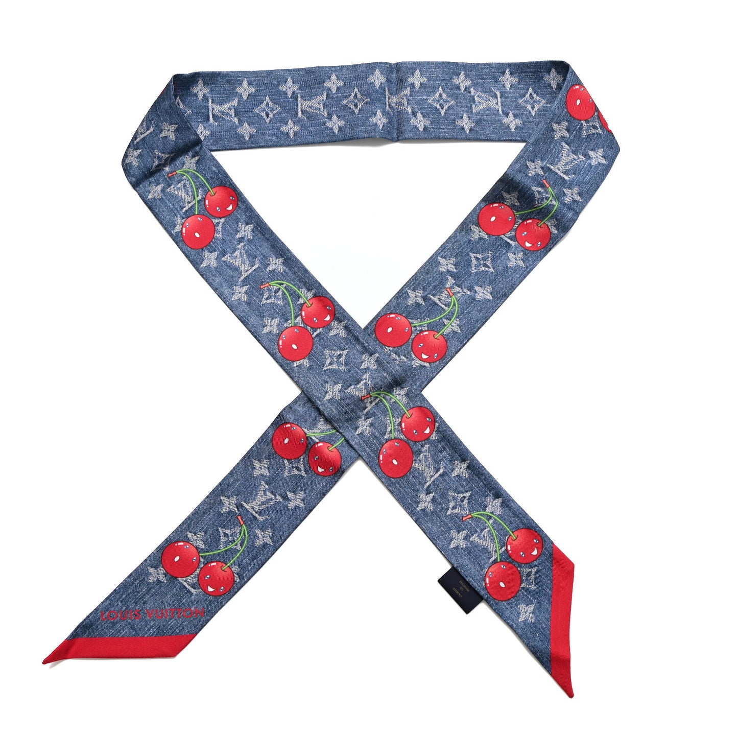 LV X TM Silk Monogram Cerises Bandeau Denim Blue