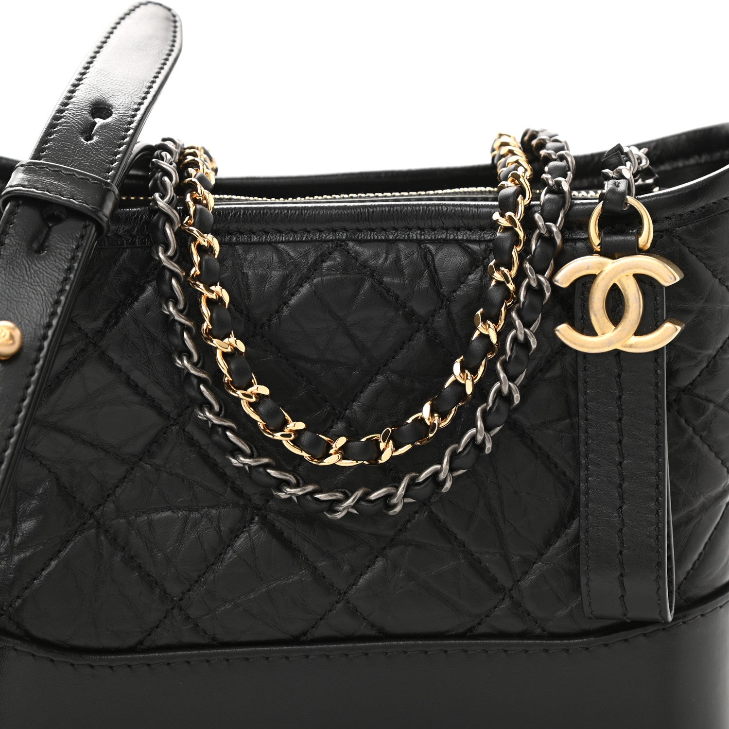 Chanel Aged Calfskin Quilted Small Gabrielle Hobo Black 8 of 11