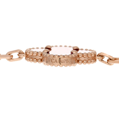 Van Cleef & Arpels 18K Rose Gold Carnelian 5 Motifs Guilloche Vintage Alhambra Bracelet 4 of 5