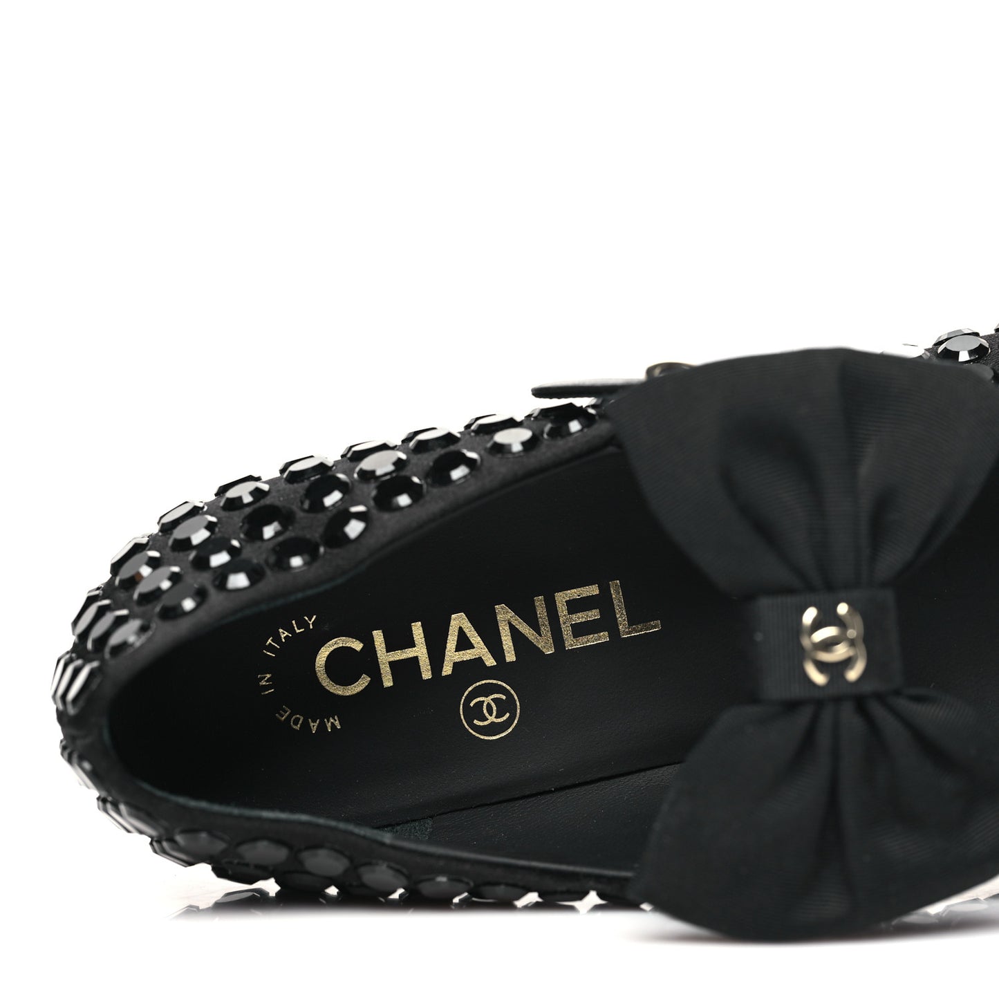 Satin Strass Bow Mary Jane Flats 36.5 Black