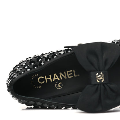 Chanel Satin Strass Bow Mary Jane Flats 36.5 Black 7 of 9