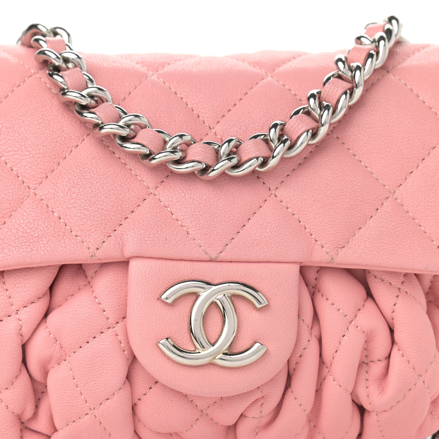 Washed Lambskin Quilted Mini Chain Around Messenger Pink