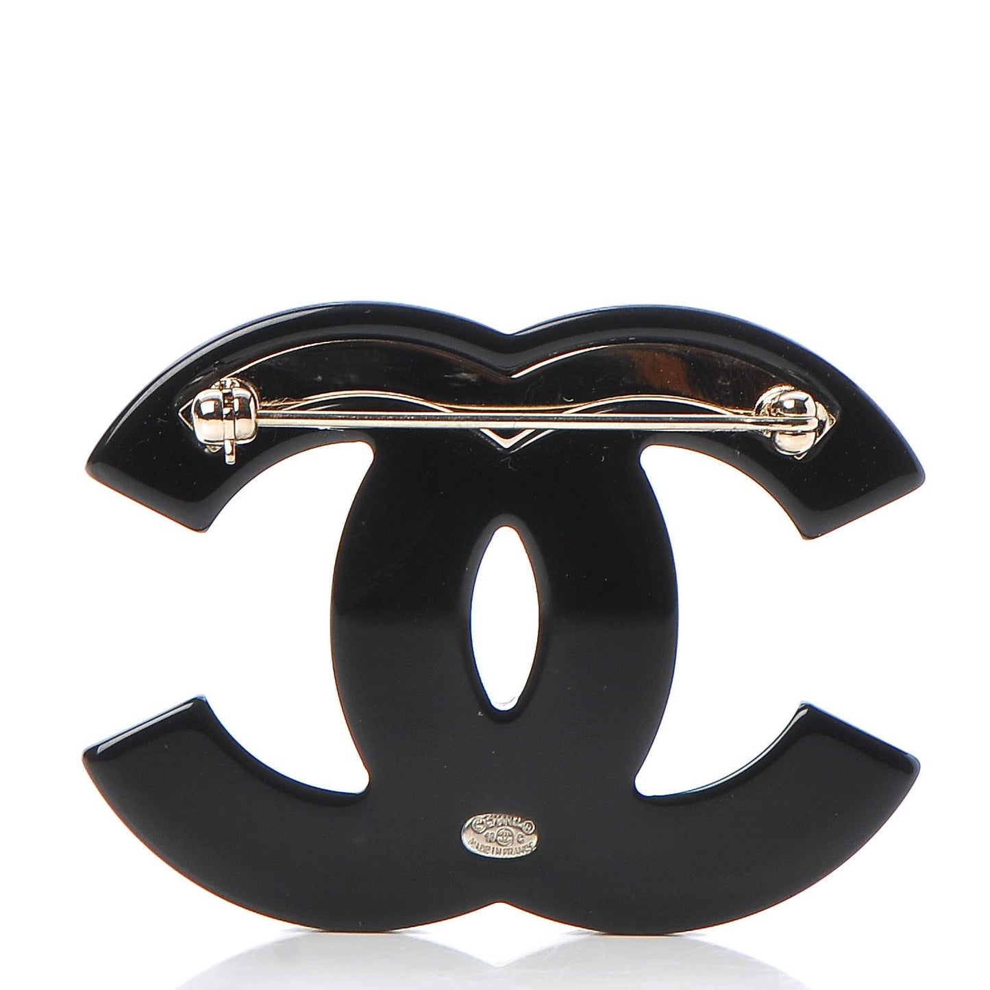 Resin Pearl Enamel Flower CC Brooch Black Blue Gold