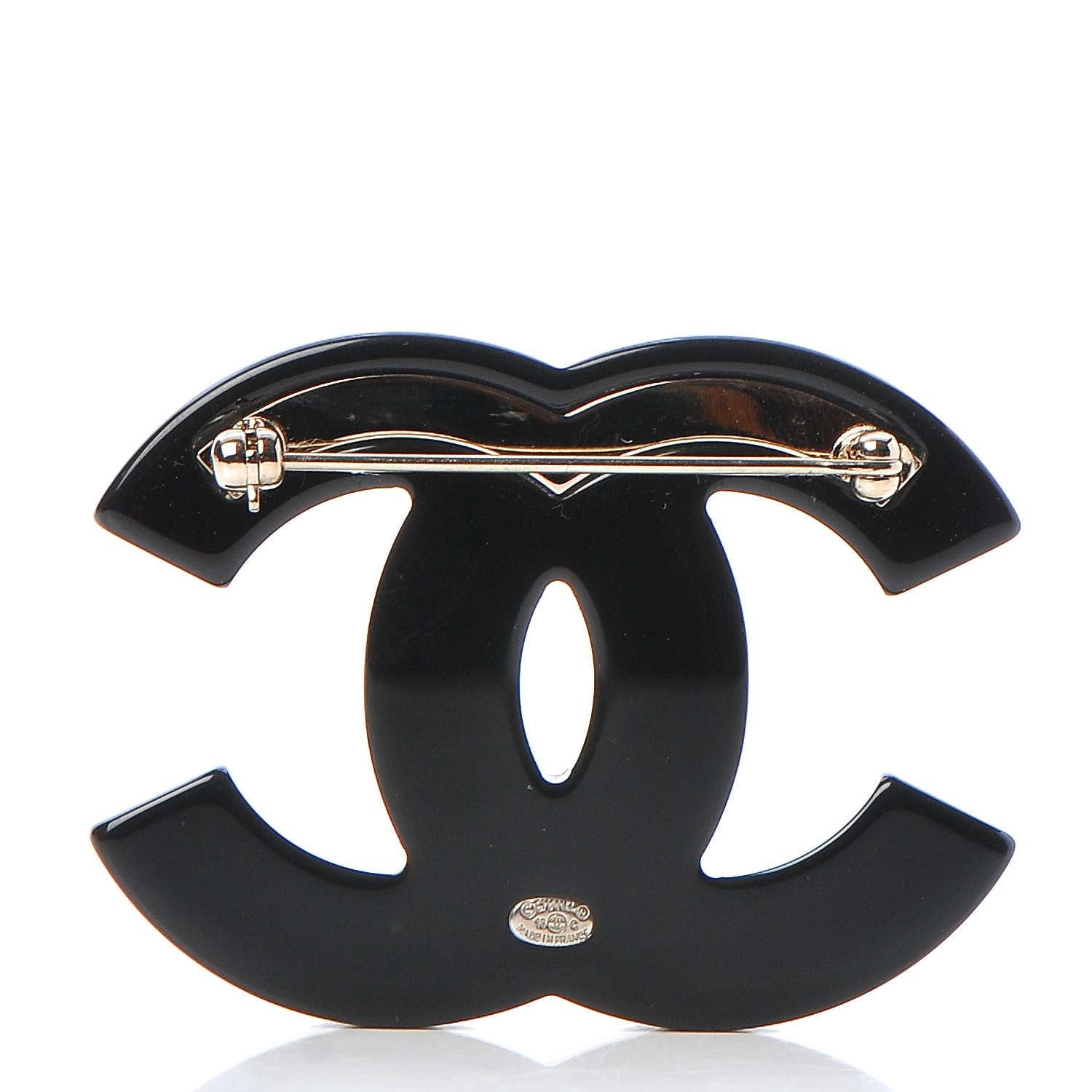 Chanel Resin Pearl Enamel Flower CC Brooch Black Blue Gold 3 of 5