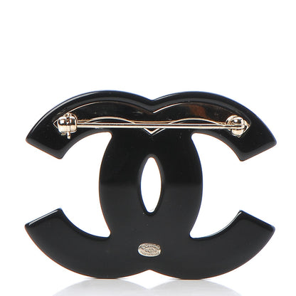 Chanel Resin Pearl Enamel Flower CC Brooch Black Blue Gold 3 of 5