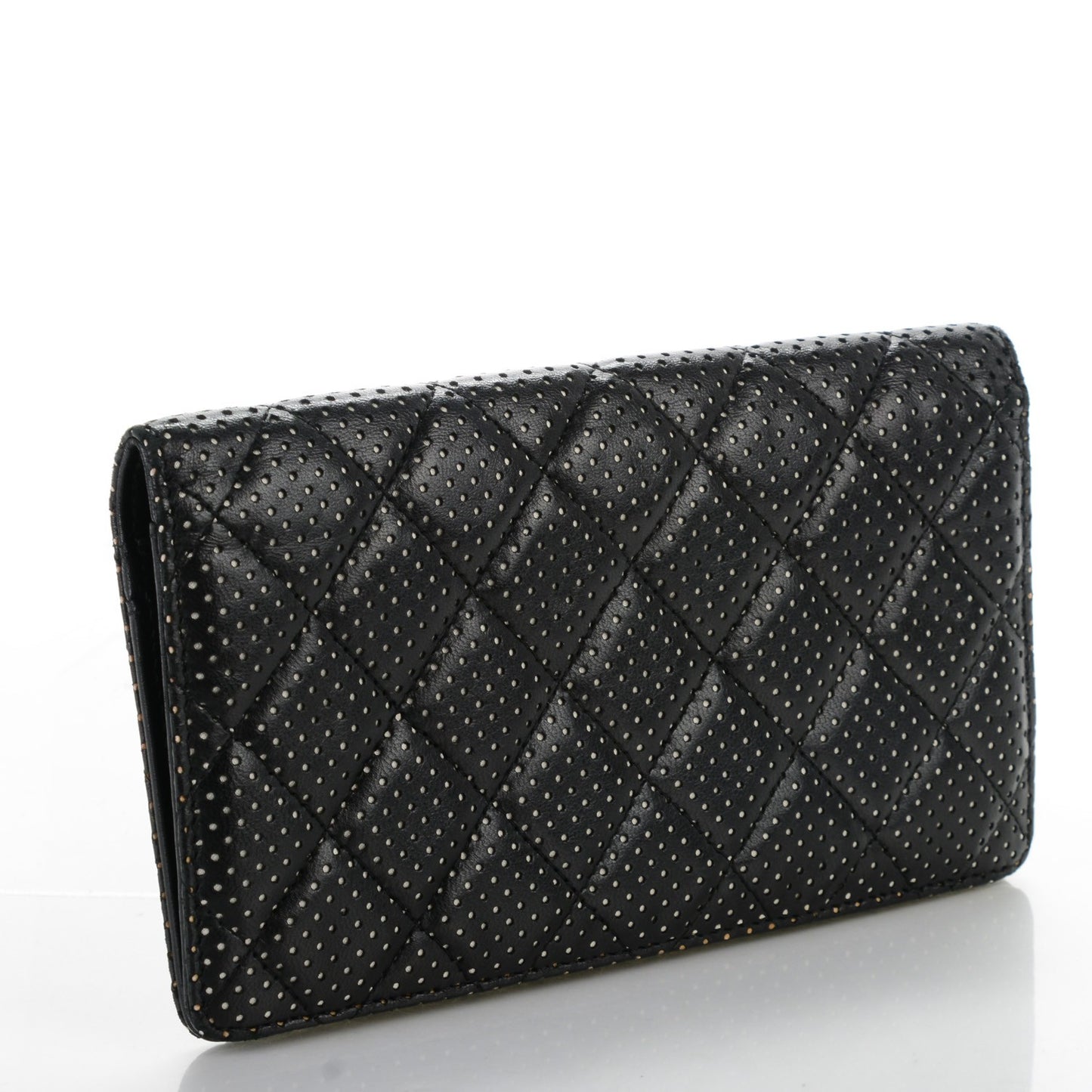 Lambskin Perforated Yen Wallet Black