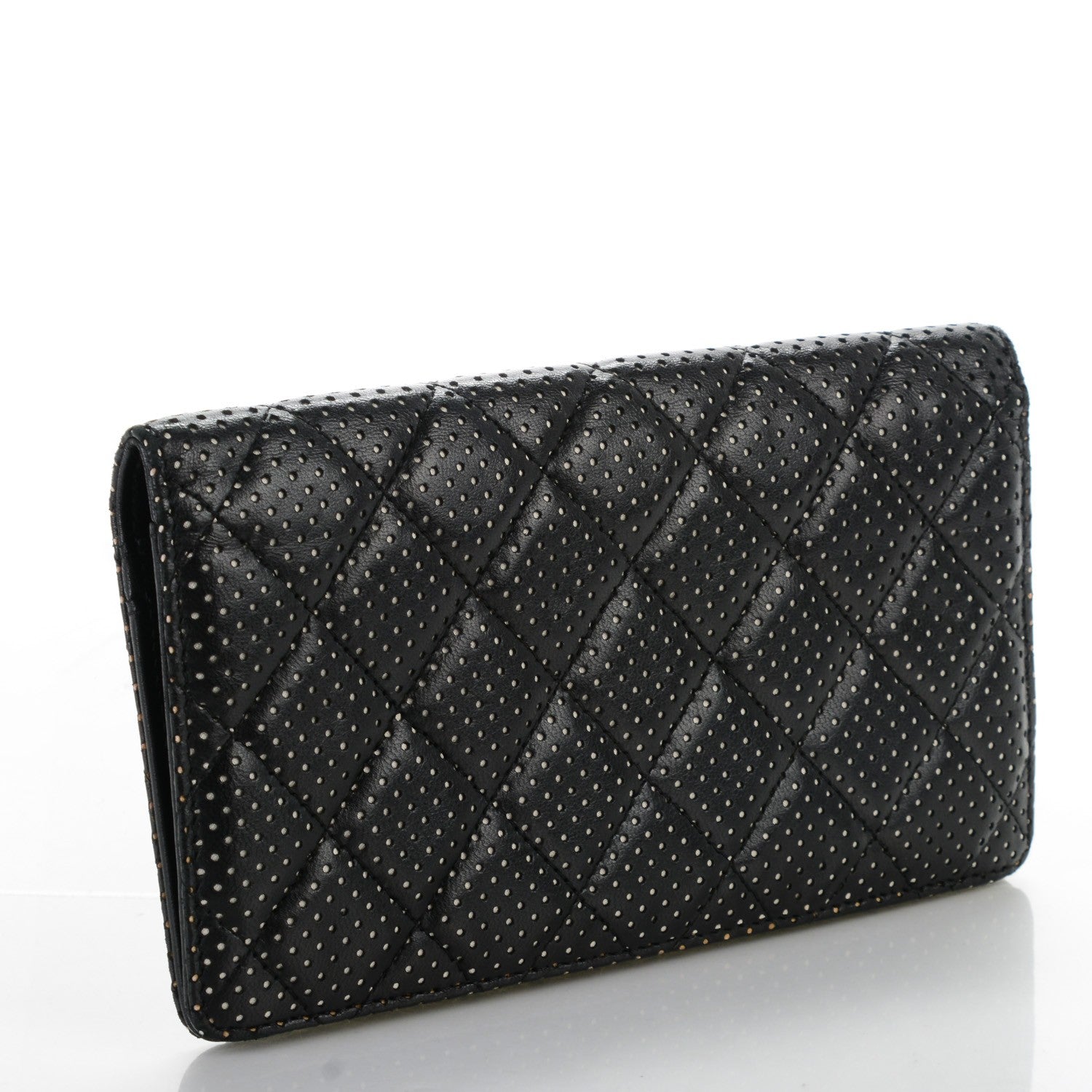 Chanel Lambskin Perforated Yen Wallet Black 3 of 8