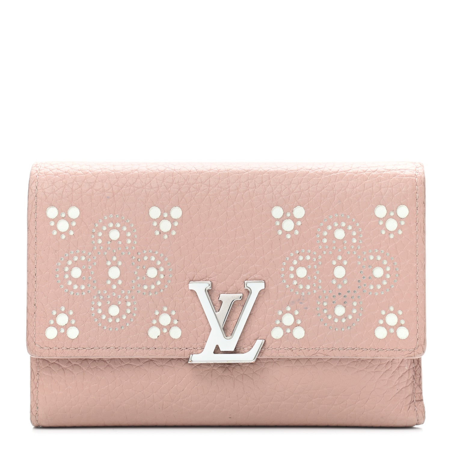 Louis Vuitton Taurillon Perforated Capucines Compact Wallet Magnolia 1 of 9