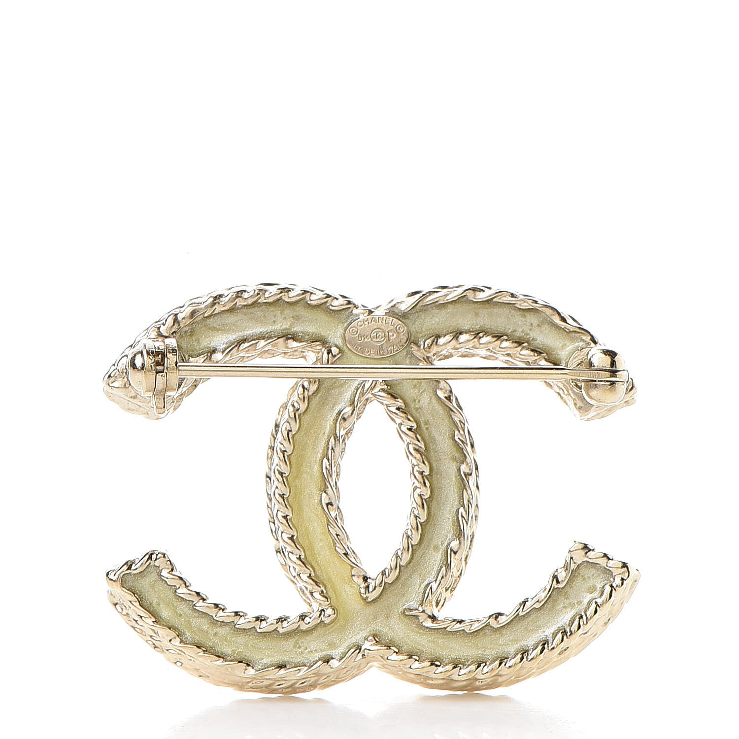 Chanel Crystal CC Brooch Pin Light Gold 3 of 4