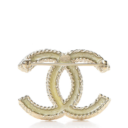Chanel Crystal CC Brooch Pin Light Gold 3 of 4