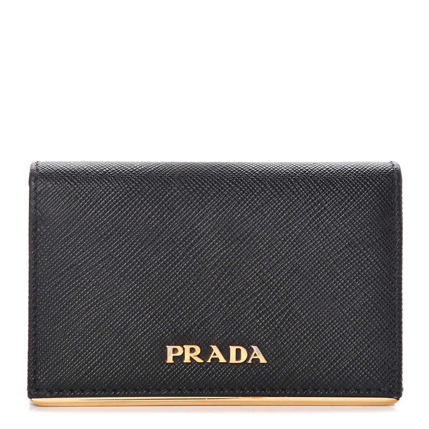 Saffiano Metal Bar Business Card Holder Black