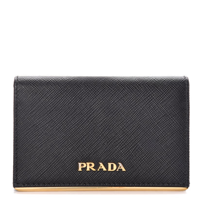 Prada Saffiano Metal Bar Business Card Holder Black 1 of 9