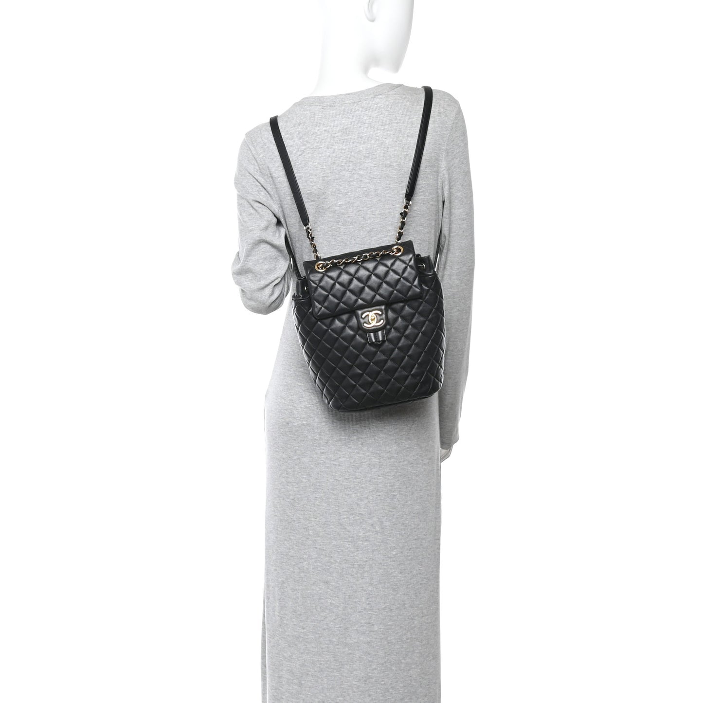Lambskin Quilted Small Urban Spirit Backpack Black