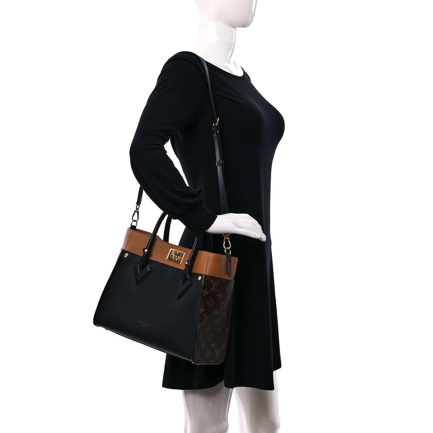 Louis Vuitton Calfskin Monogram On My Side Black 2 of 8