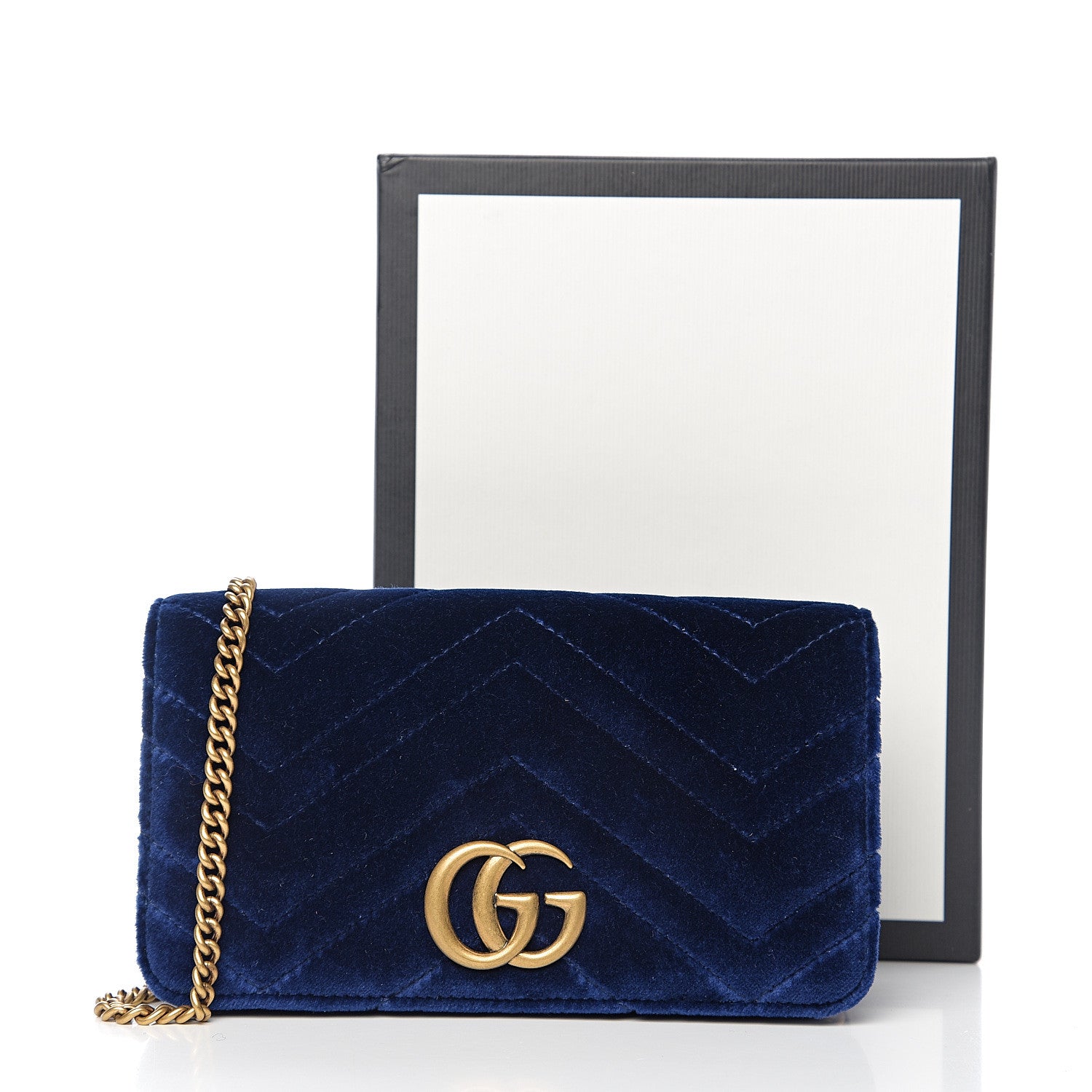 Gucci Velvet Matelasse GG Marmont Mini Bag Cobalt Blue 10 of 10