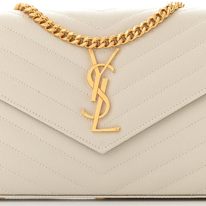 Saint Laurent Grain De Poudre Matelasse Chevron Monogram Chain Wallet Crema Soft 8 of 11