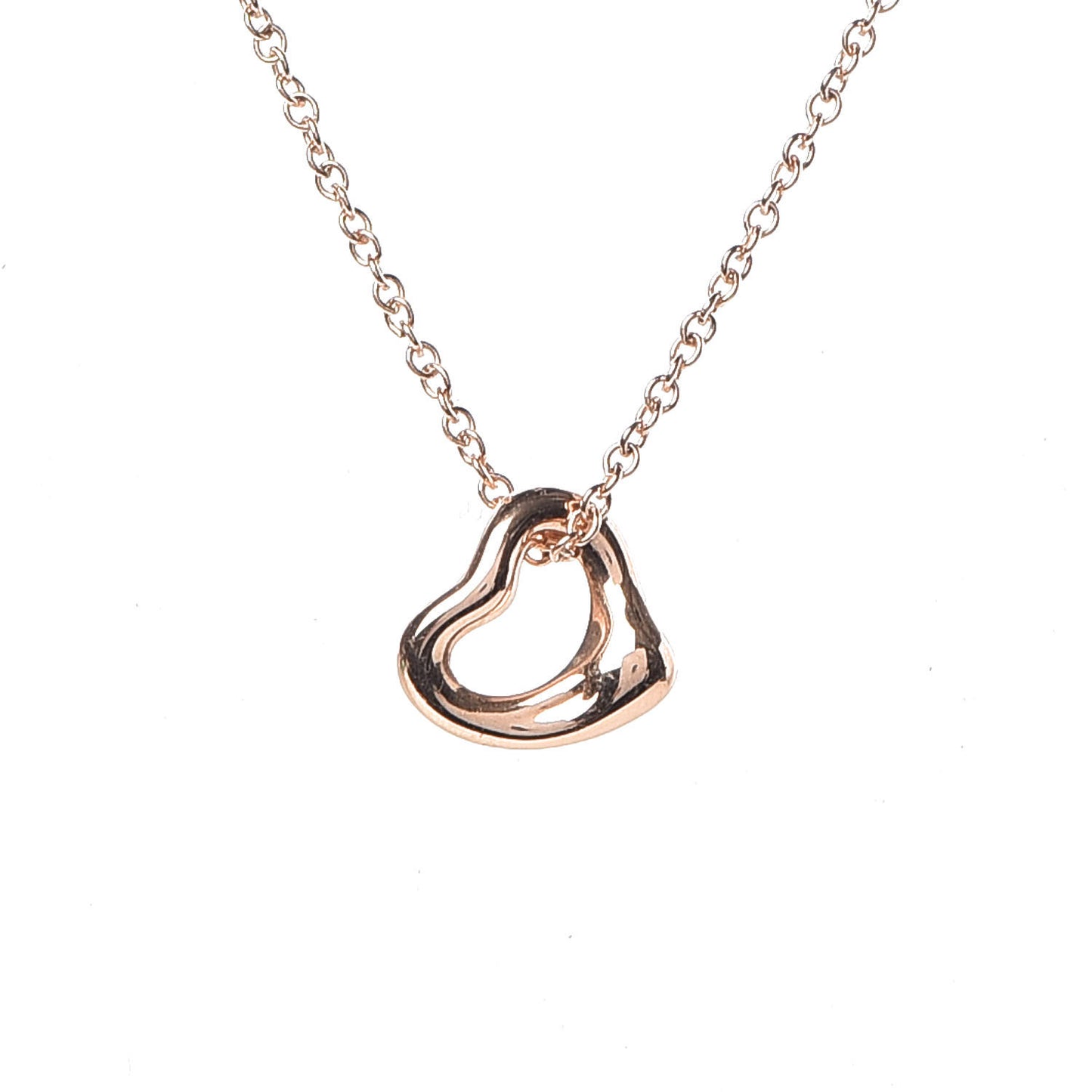 18K Rose Gold 7mm Elsa Peretti Open Heart Pendant Necklace