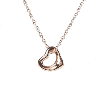 Tiffany 18K Rose Gold 7mm Elsa Peretti Open Heart Pendant Necklace 4 of 9