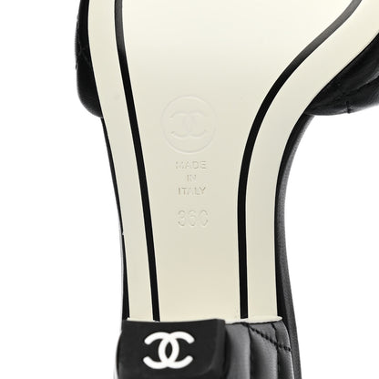 Chanel Lambskin Quilted Textured CC Mules 36 Black 6 of 9