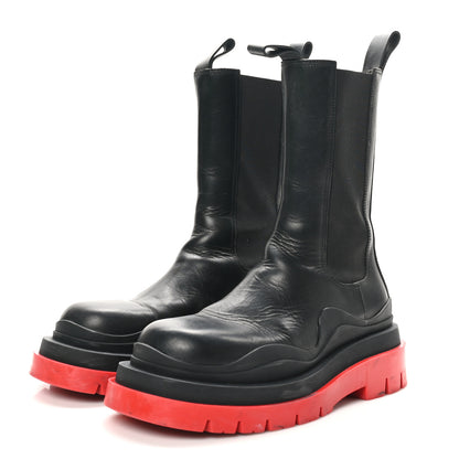 Bottega Veneta Calfskin The Tire Chelsea Boots 37 Black Bright Red 4 of 8