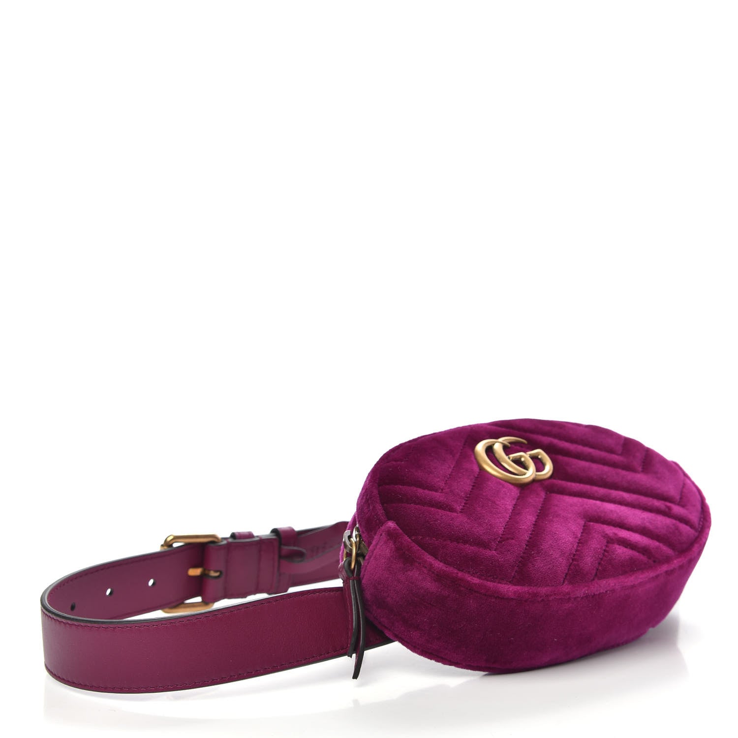 Gucci Velvet Matelasse GG Marmont Belt Bag 85 34 Fuchsia Violet Cyclamen 4 of 11