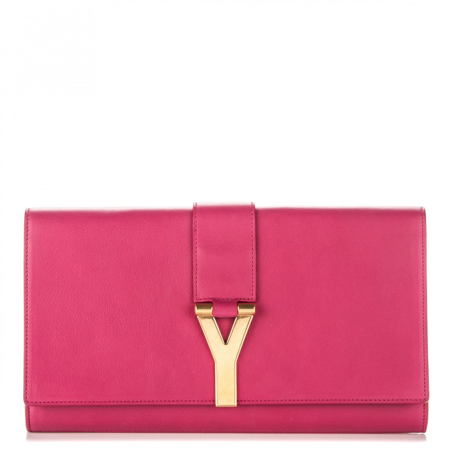 Calfskin Classic Y Ligne Clutch Fuchsia