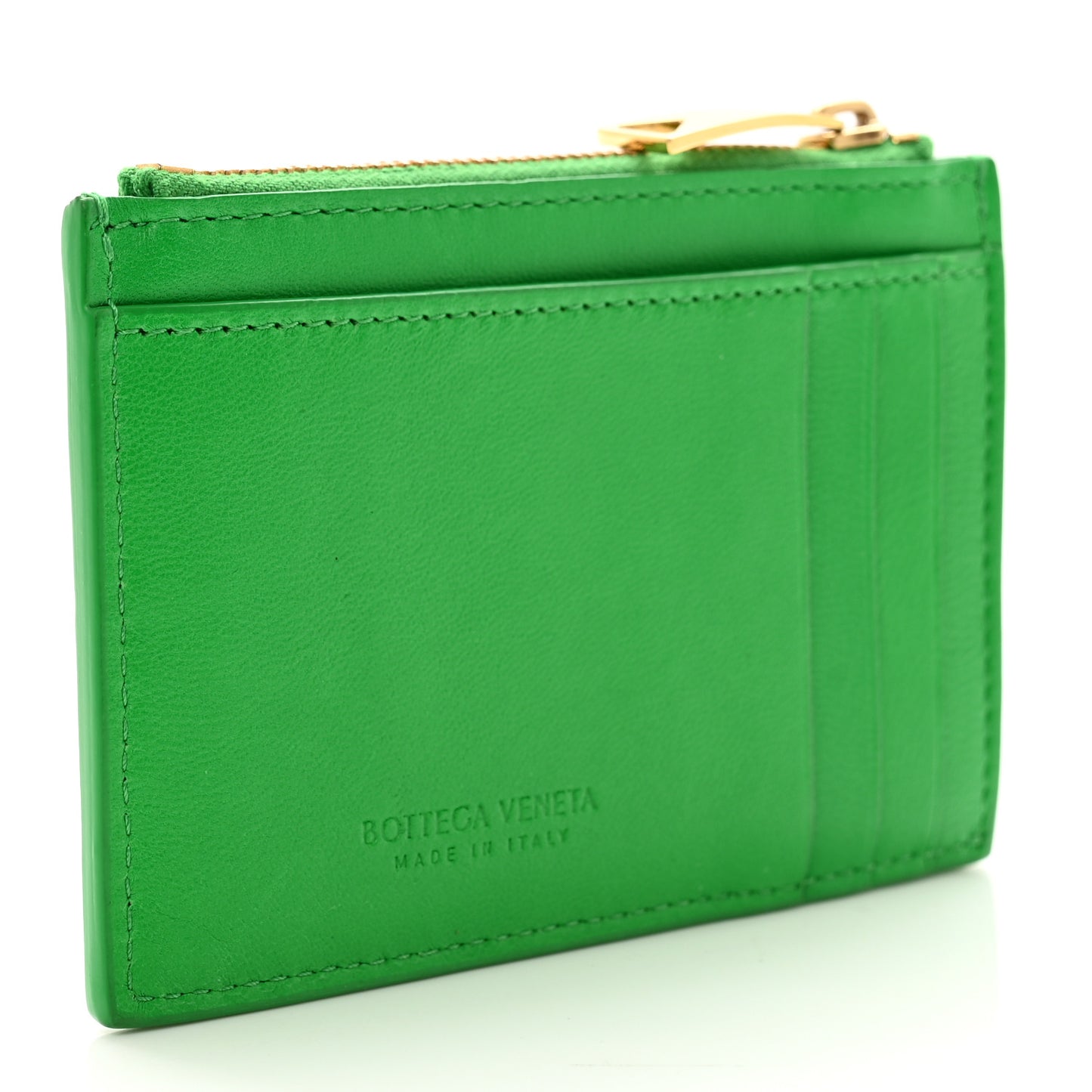 Nappa Maxi Intrecciato Zip Card Holder Parakeet