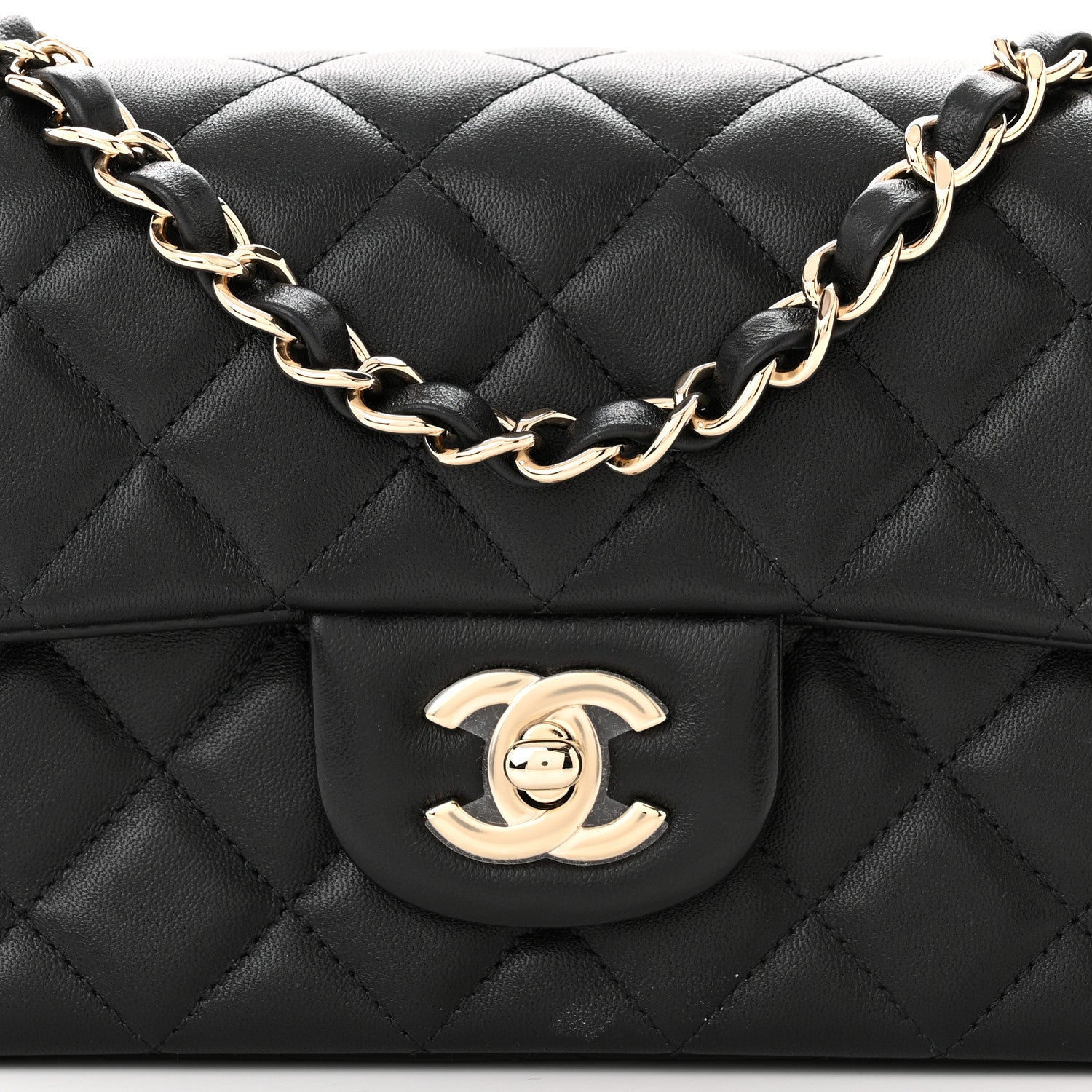 Chanel Lambskin Quilted Mini Rectangular Flap Black 8 of 12