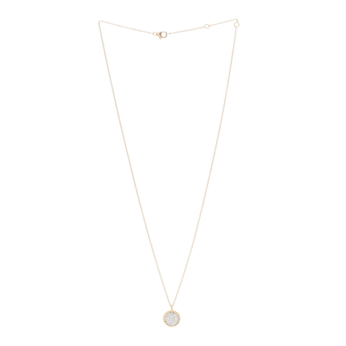 18K Yellow Gold Diamond Cable Collectibles Pave Charm Pendant Necklace