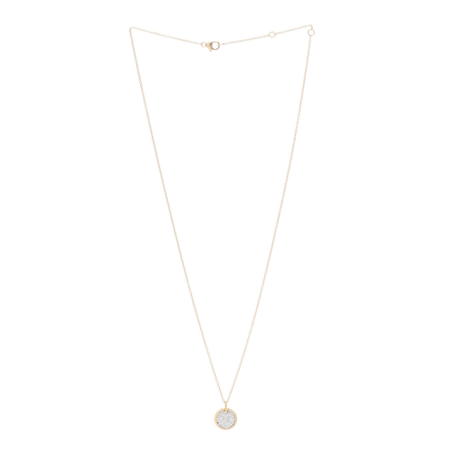 David Yurman 18K Yellow Gold Diamond Cable Collectibles Pave Charm Pendant Necklace 3 of 5