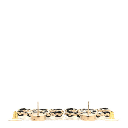 Chanel Lambskin Chain CC Drop Earrings Black Gold 3 of 5