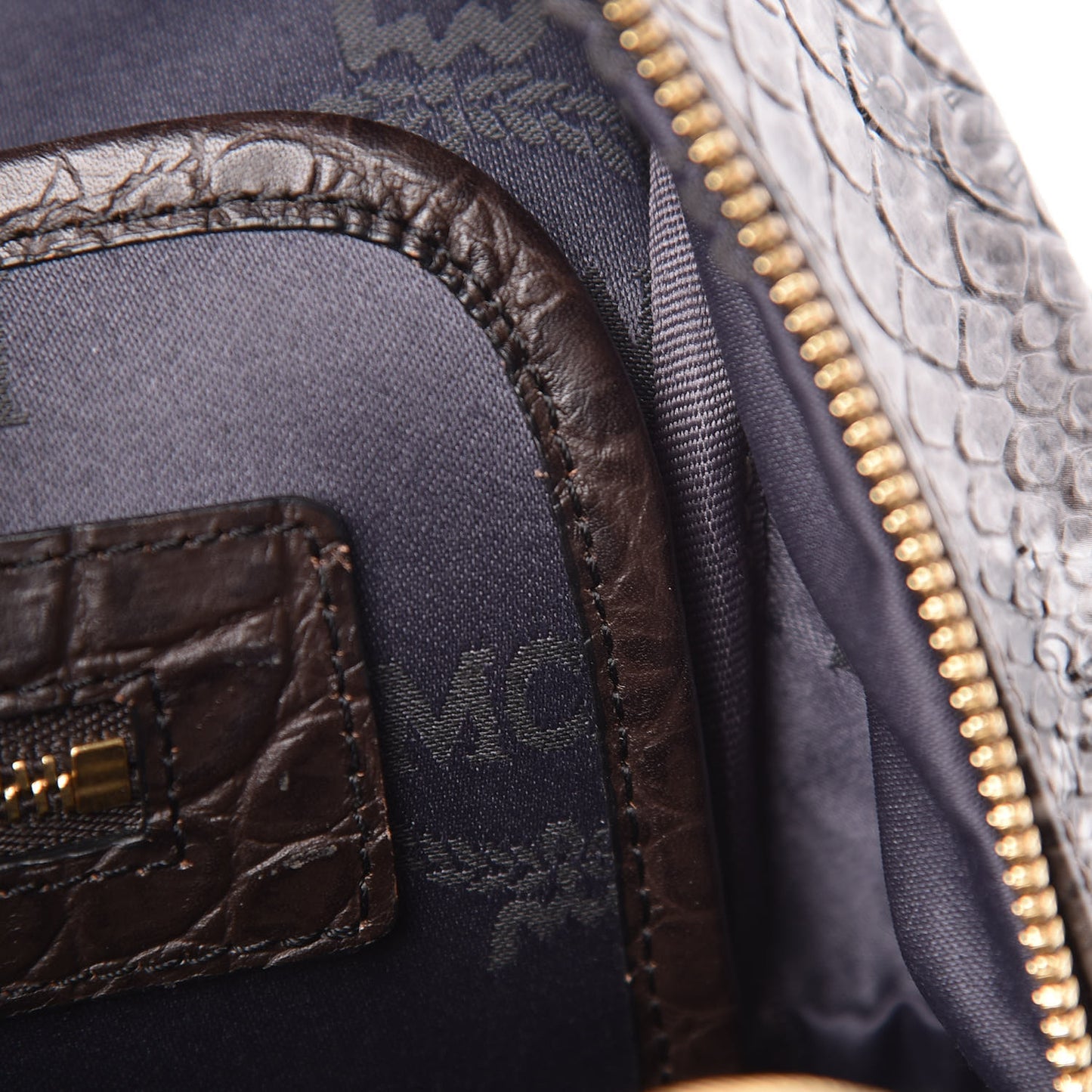Visetos Snakeskin Printed Studded Small Stark Backpack Light Grey