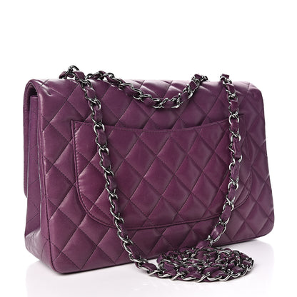 Chanel Lambskin Quilted Jumbo Single Flap Dark Purple 3 of 15
