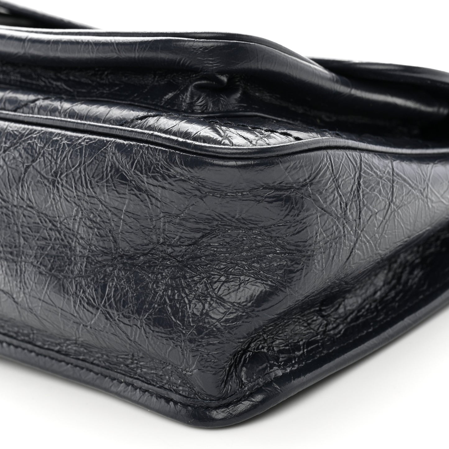 Crinkled Calfskin Matelasse Monogram Medium Niki Chain Satchel Deep Marine