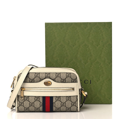 Gucci GG Supreme Monogram Textured Calfskin Web Mini Ophidia Shoulder Bag Beige Ebony Mystic White 9 of 9