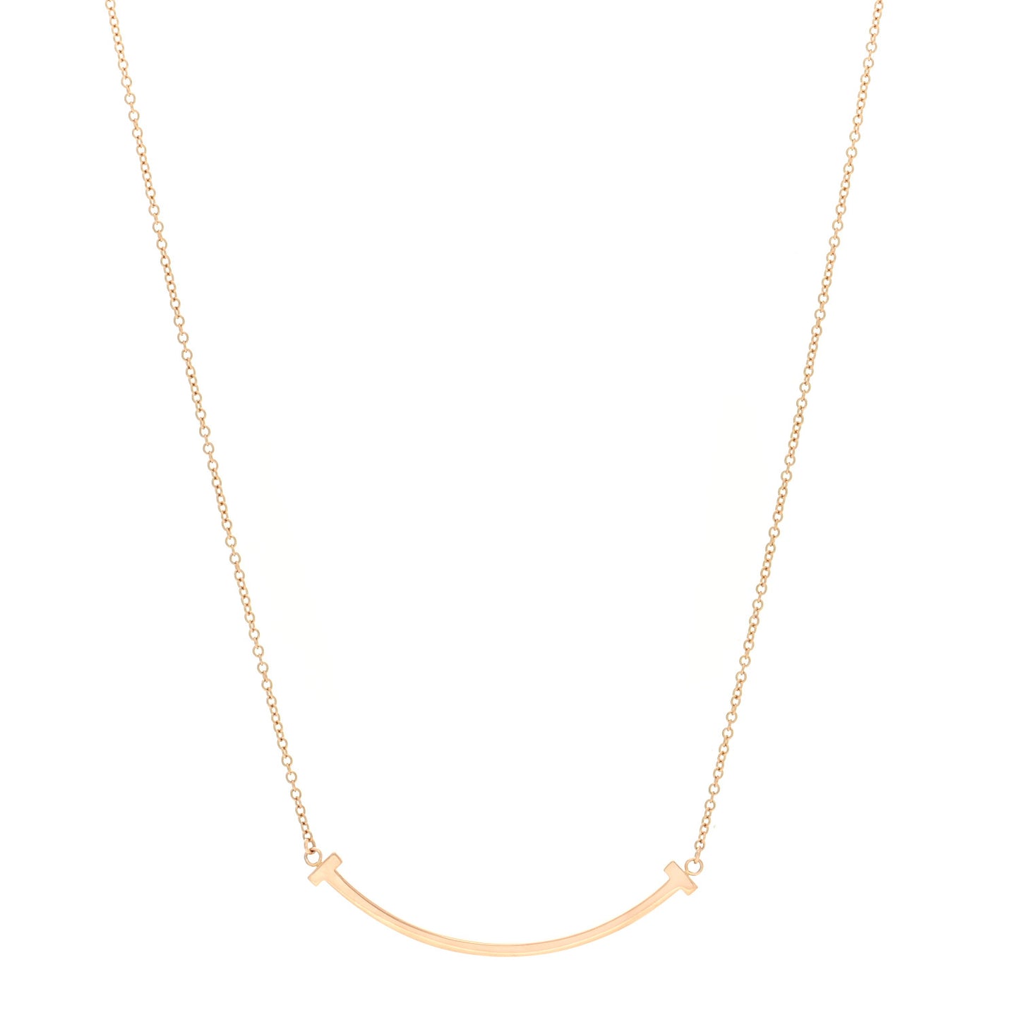 18K Rose Gold Small T Smile Pendant Necklace