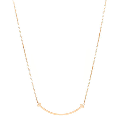 Tiffany 18K Rose Gold Small T Smile Pendant Necklace 1 of 4
